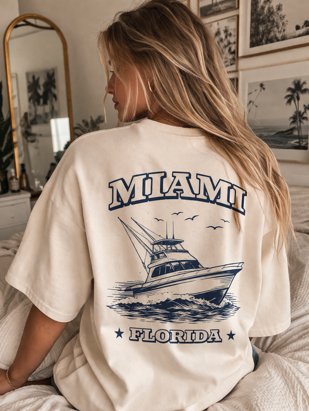 Miami Florida Fishing Boat T-Shirt